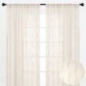 NEW Chanasya Sheer Voile Waves Rod Pocket Curtains Beige 52in x 63in